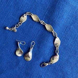 Brighton silver swirl bracelet & earrings matching set